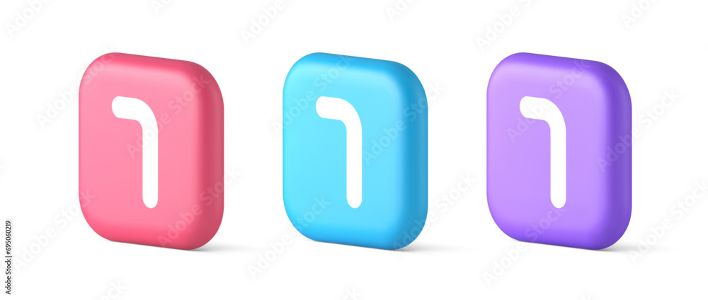 Poster seven number button accounting financial service web application panel 3d speech bubble icon