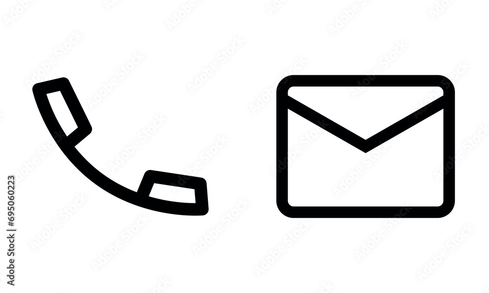 Canvas Prints contact us icon set - phone contact and address, a simple symbol of a post envelope and a telephone