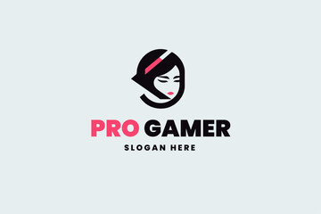 woman logo, gamer avatar, business brand