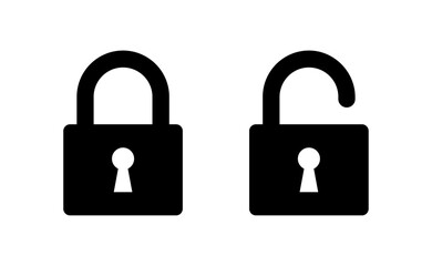  Locked and unlocked lock icon - obrazy, fototapety, plakaty