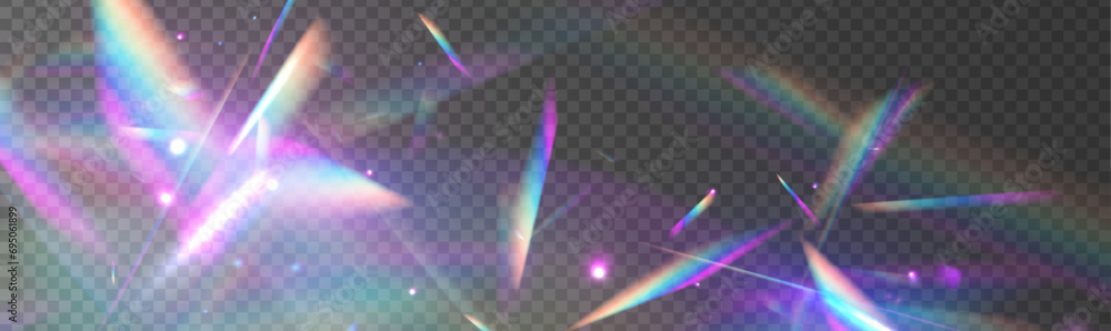 Poster Transparent light refraction pattern for adding effects to backgrounds and objects. Crystal Rainbow Light Effects. Overlay for backgrounds.