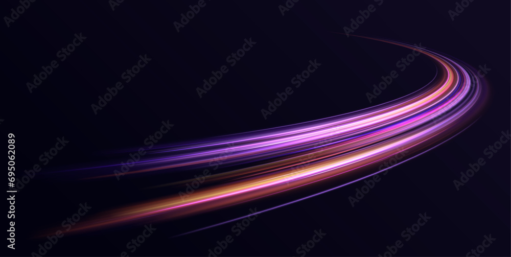 Poster expressway, the effect of car headlights. low-poly construction of fine lines. abstract energy in th