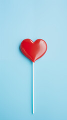 heart shaped lollipop on a blue background