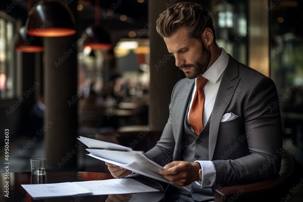 Poster step into the world of sales as this detailed photo captures a sales consultant in action, building 