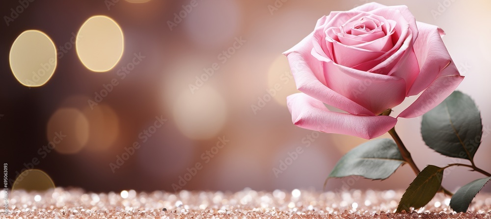 Aufkleber contrasting rose colored bokeh background with blurred narrative effect and copy space