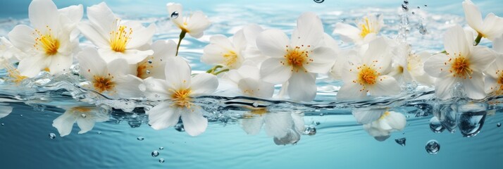 white spring flowers in water. Generative AI