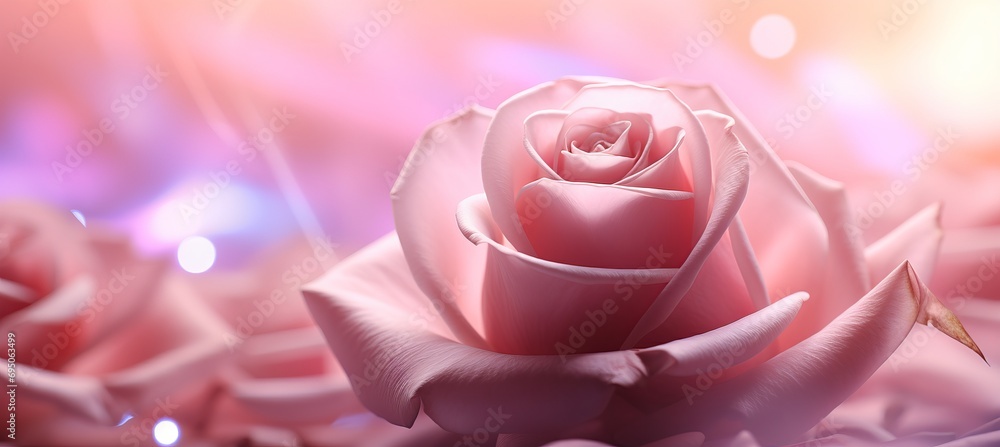 Poster Romantic rose bokeh background with captivating narrative and artistic blur for text placement