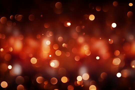 Vibrant and festive red bokeh blurred background with merry christmas lights illuminating the scene