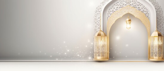 Elegant Arabic Islamic white and gold luxury background