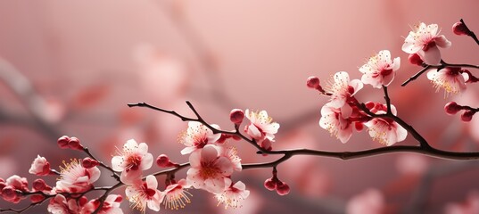 Obraz premium Enchanting spring blurred background in soft pink tones for product placement and advertising