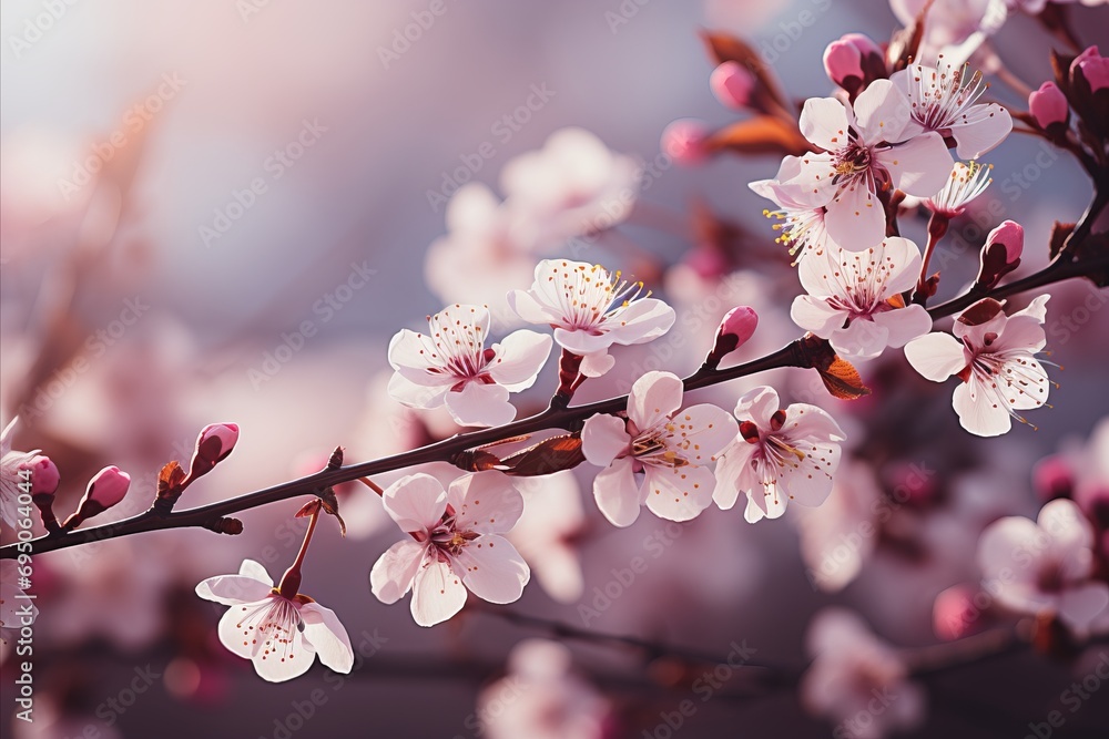 Poster soft and serene minimalistic colorful blurred spring background in pink tones for product placement