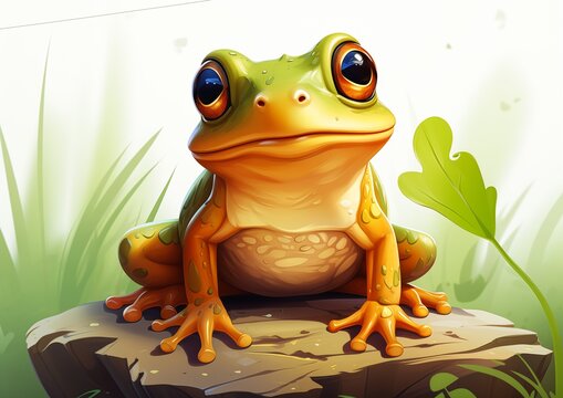 frog sitting rock grass profile sticker recreational products star hatcheries lepra