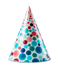 party hat with colorful dots isolated on a transparent background