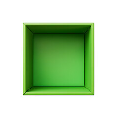 Top view of green opened box with empty space for product display or similar cases. Ready for mockup. Transparent PNG inside