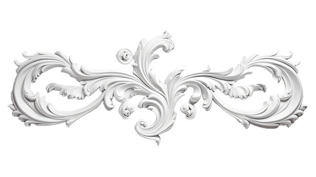 Naklejki Luxury white wall design bas-relief with stucco mouldings rococo element