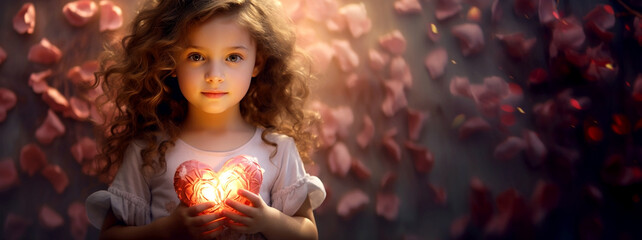  Сute little girl with heart