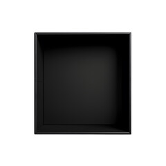 Top view of black opened box with empty space for product display or similar cases. Ready for mockup. Transparent PNG inside