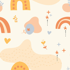 Bohemian baby pattern. Seamless baby pattern in boho style.