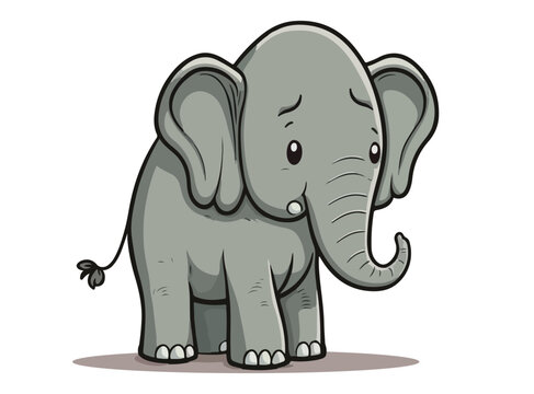 Baby elephant isolated on white, cartoon vector illustration generated by AI