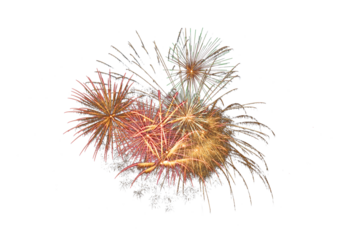 Isolated brilliant burst of colorful fireworks overlay