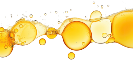 yellow oil bubbles isolated on white transparent background
