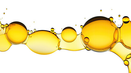 yellow oil bubbles isolated on white transparent background