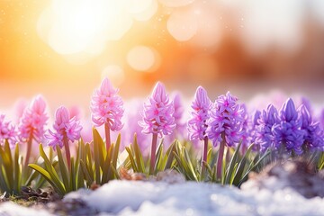 spring flowers in the snow
