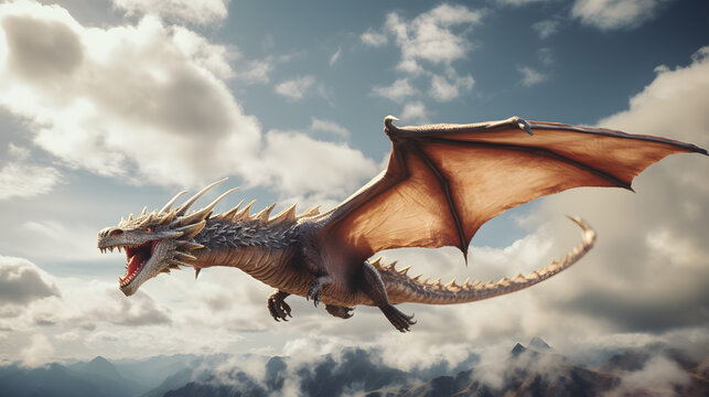 Fantasy dragon flying through the air, dragon fly, flying, air dragon