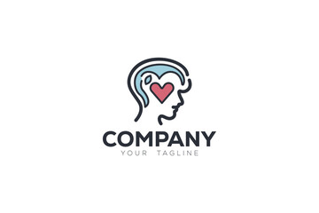 Logo design depicting a person with a big heart inside his head. 