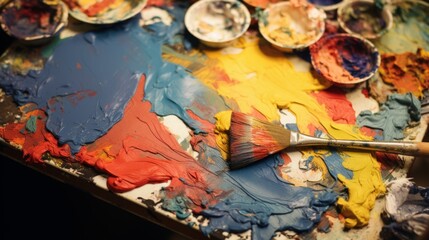 Obraz na płótnie Canvas Artist's Palette Mixing Paint Colors
