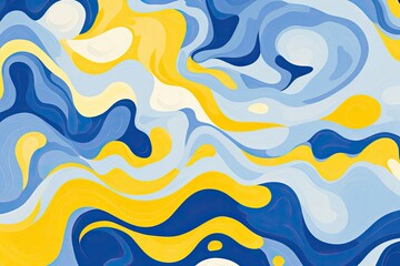 Fototapeta na wymiar a yellow and blue background with abstract waves Generative AI