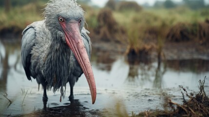 Majestic Shoebill Stork in African Wetland - obrazy, fototapety, plakaty