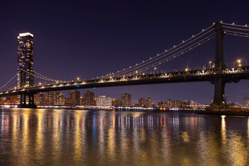 Fototapeta na wymiar Dumbo at Brooklyn, Manhattan Bridge, Manhattan, Bridge, nightview in NYC