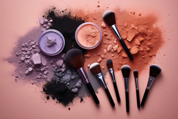 make up brushes and powder