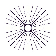 Obraz premium Sunburst firework explosion, bursting or light rays, linear drawing. Vector trendy hand drawn retro isolated design element