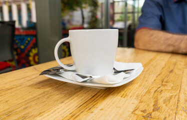 Fresh Black Coffee in Outdoor Cafe, Coffee Cup in Coffeeshop City, Black Coffee on Restaurant Table