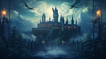 Foto op Canvas Banner: School of Witchcraft and Wizardry - Back to School © yasir