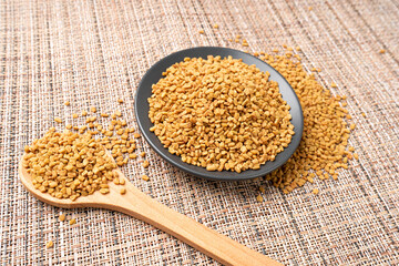 Fenugreek Seeds, Dry Trigonella, Spicy Methi Dana Grains, Indian Kitchen Seasoning Ingredient