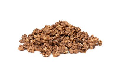 Chocolate Granola Pile Isolated, Cocoa Muesli Breakfast, Crunchy Cereals, Oatmeal Muesli