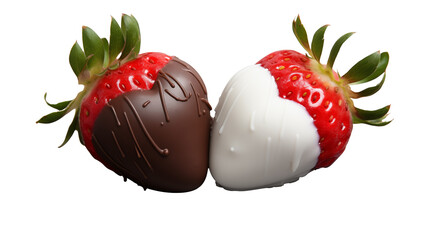 delicious dessert red fresh strawberries dipped in white and milk chocolate