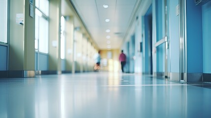 Fototapeta premium Blurred interior of hospital with sophisticated lighting abstract background with a medical theme