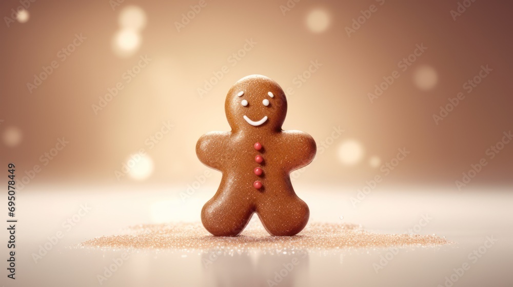 Poster a close up of a ginger with a smile on it's face and a body of food in the shape of a man.