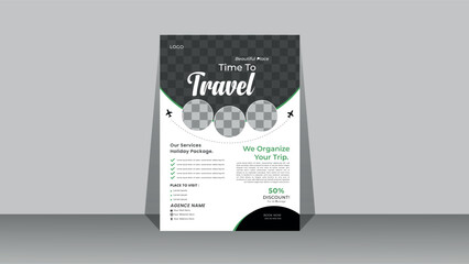 Travel poster, brochure design layout space for photo background.  print ready template design