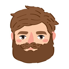 Head of bearded man on white background