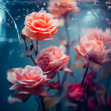 pink rose in water,pink,water,art,design