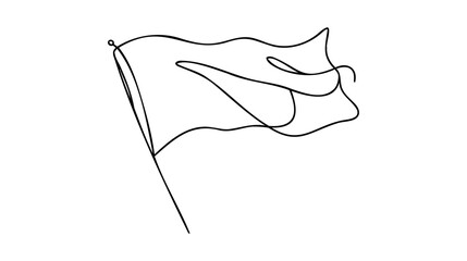 Continuous one line empty, white flag drawing. Flag Vector illustration on white background