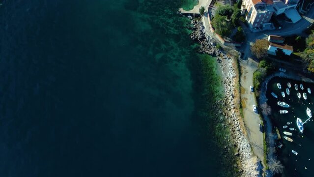 Lovran, aerial view, seaside, bay, hotels, Croatia