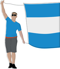 Hincha de f&uacute;tbol con bandera argentina
