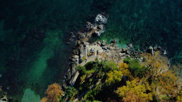 Lovran, aerial view, seaside, bay, hotels, Croatia