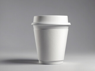 Mock up of paper coffee cup on plain white background